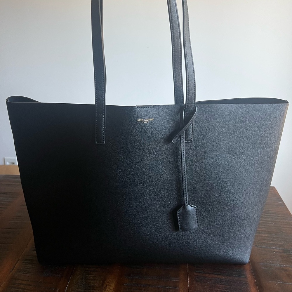 Saint Laurent Black Leather Tote Bag